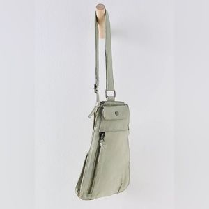 NEW! Free People Jagger Slim Leather Sling Bag Seafoam $78